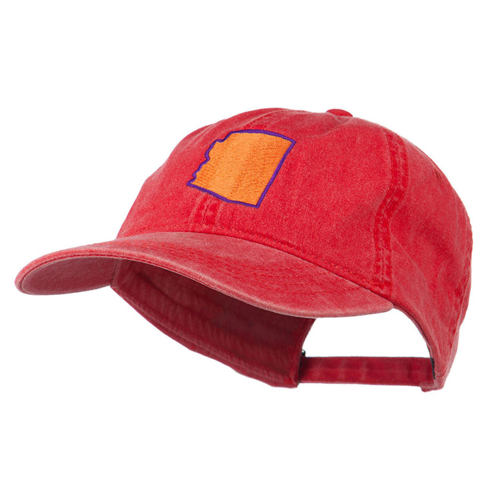 Arizona State Map Embroidered Washed Cotton Cap