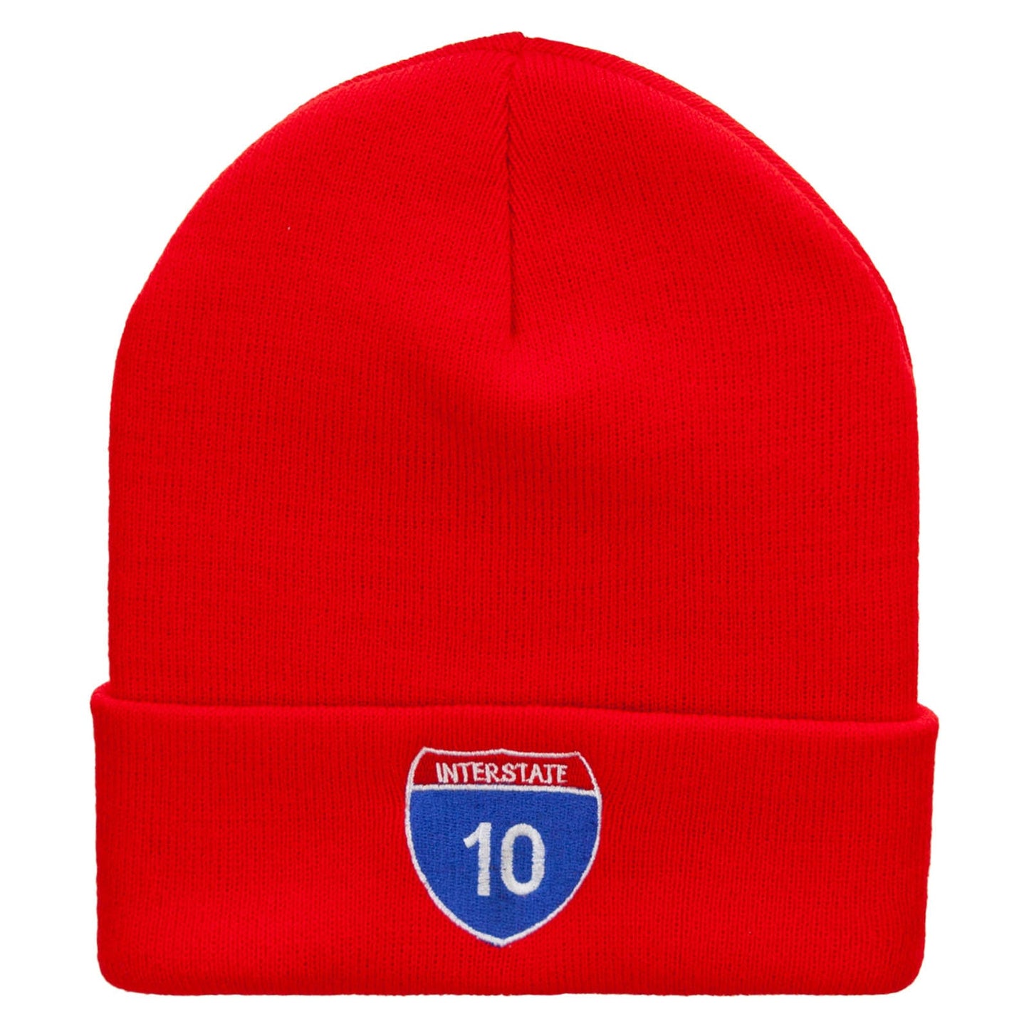 Interstate 10 Sign Embroidered 12 Inch Long Knitted Beanie