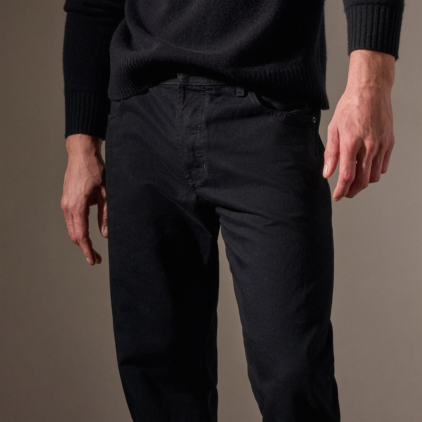 Black Denim 5 Pocket Pant - Black