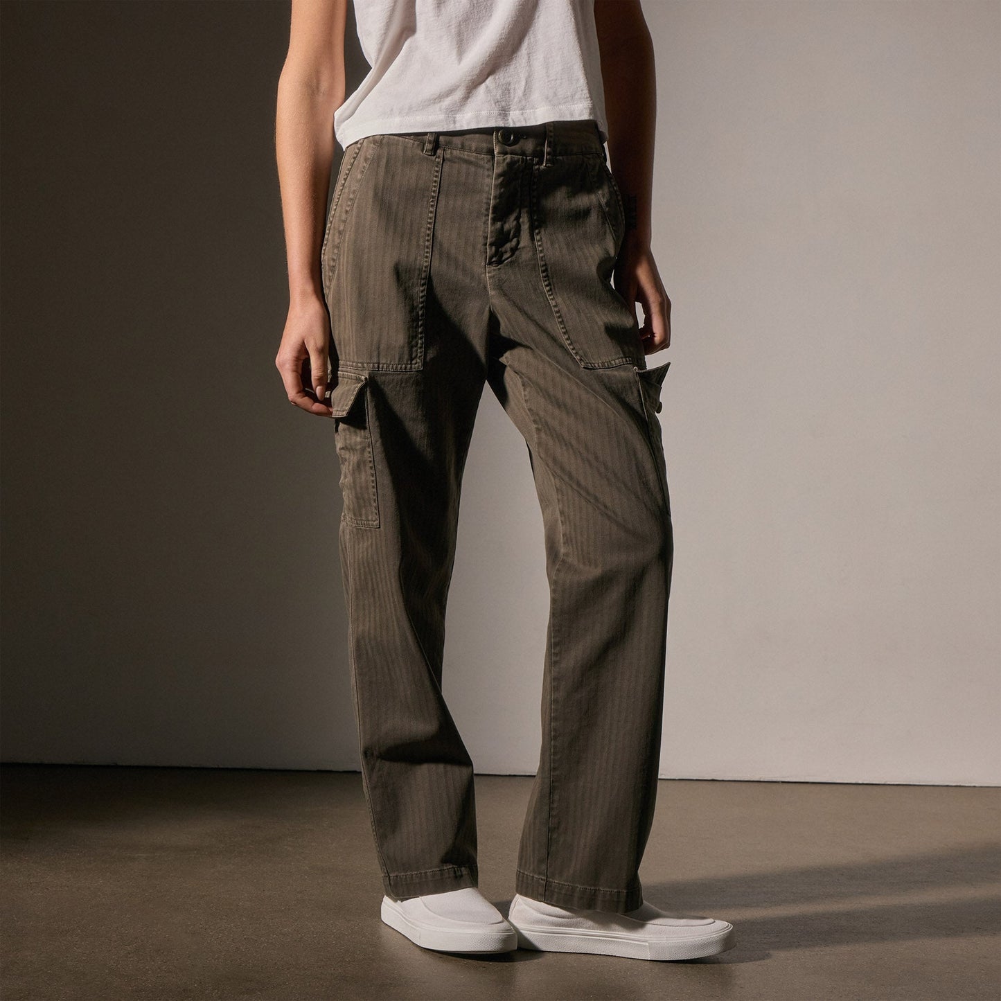 Herringbone Utility Pant - Army Green Pigment