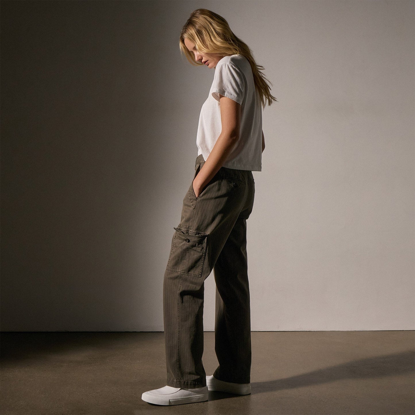 Herringbone Utility Pant - Army Green Pigment