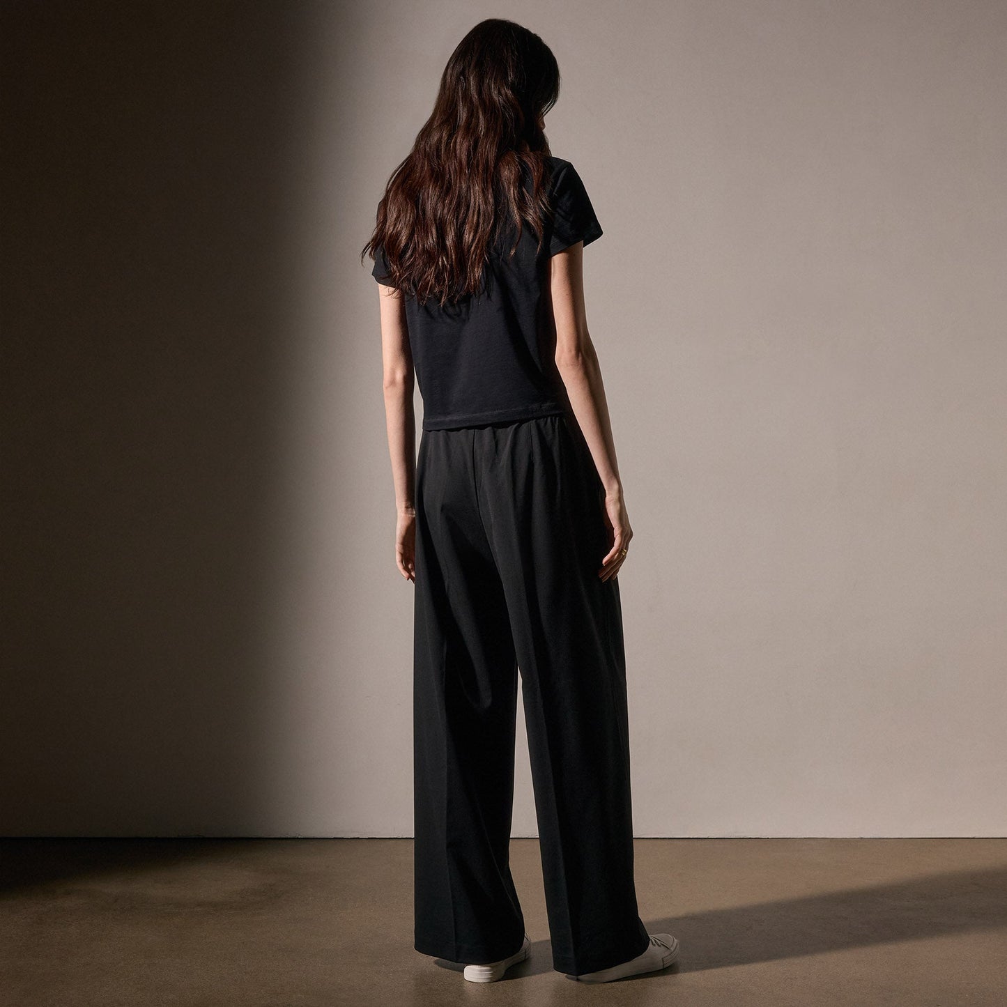 Stretch Wool Wide Leg - Black
