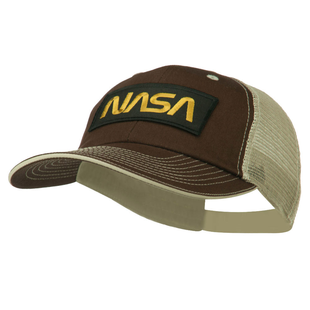 Black NASA Big Size Garment Washed Mesh Patched Cap