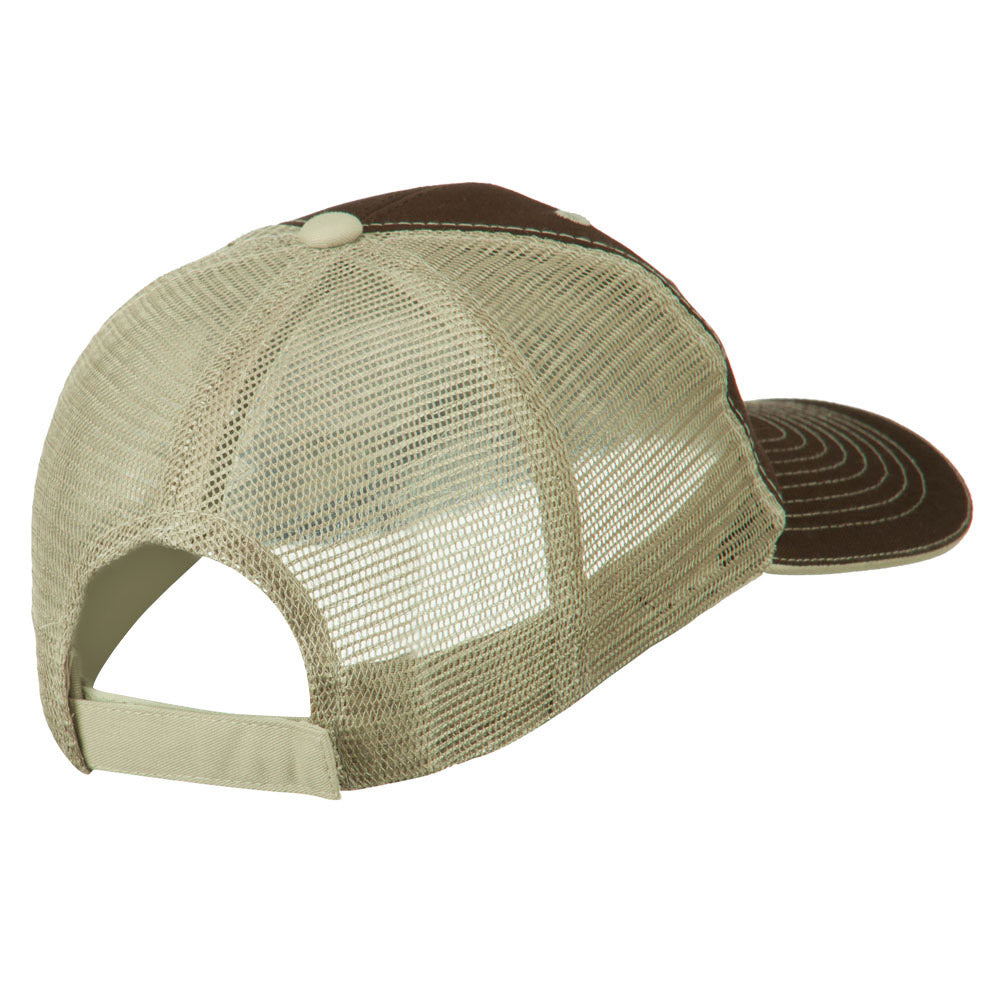 Black NASA Big Size Garment Washed Mesh Patched Cap