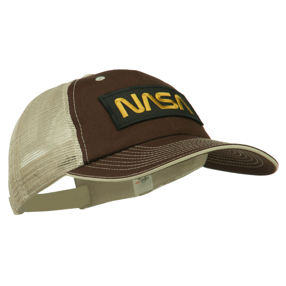 Black NASA Big Size Garment Washed Mesh Patched Cap