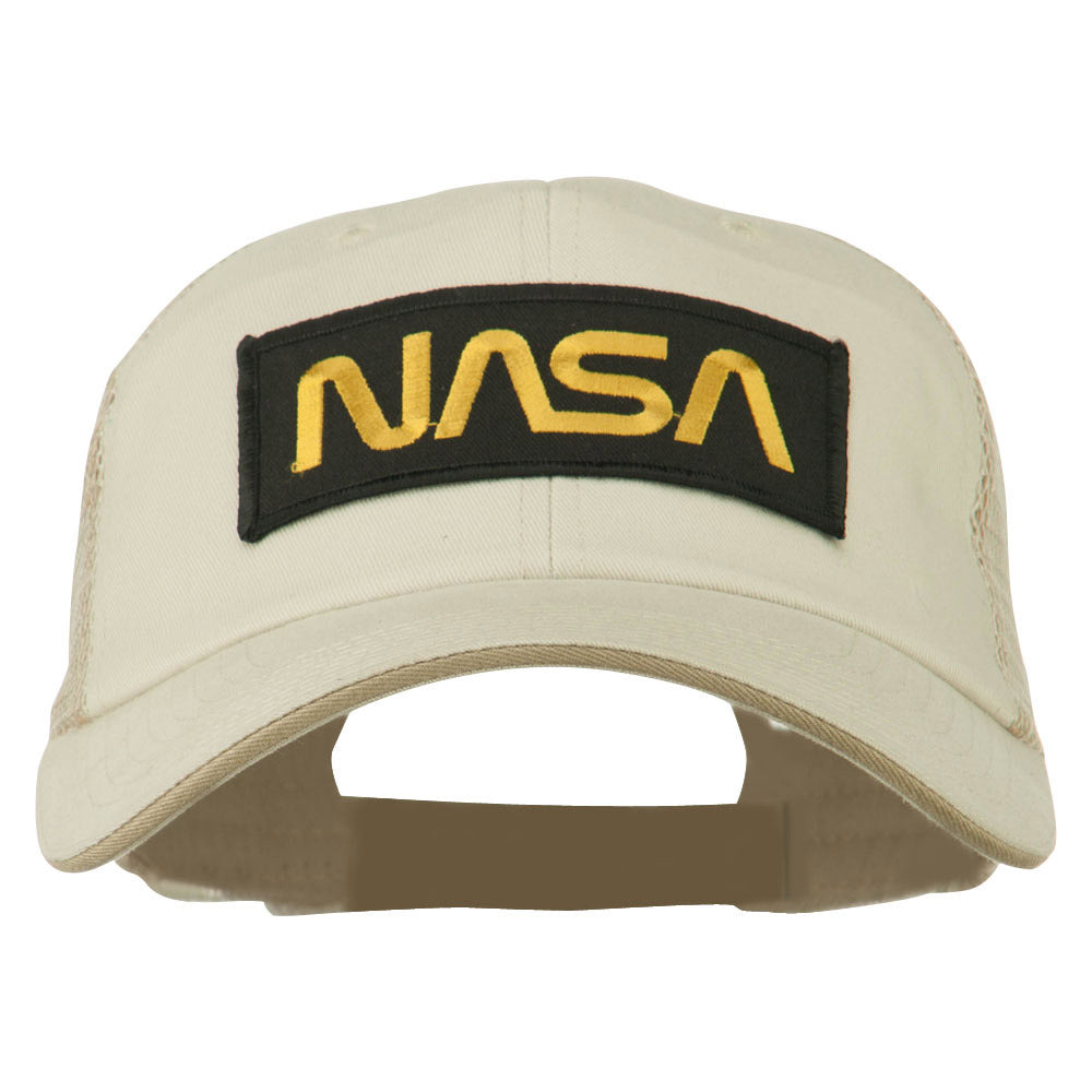 Black NASA Big Size Garment Washed Mesh Patched Cap