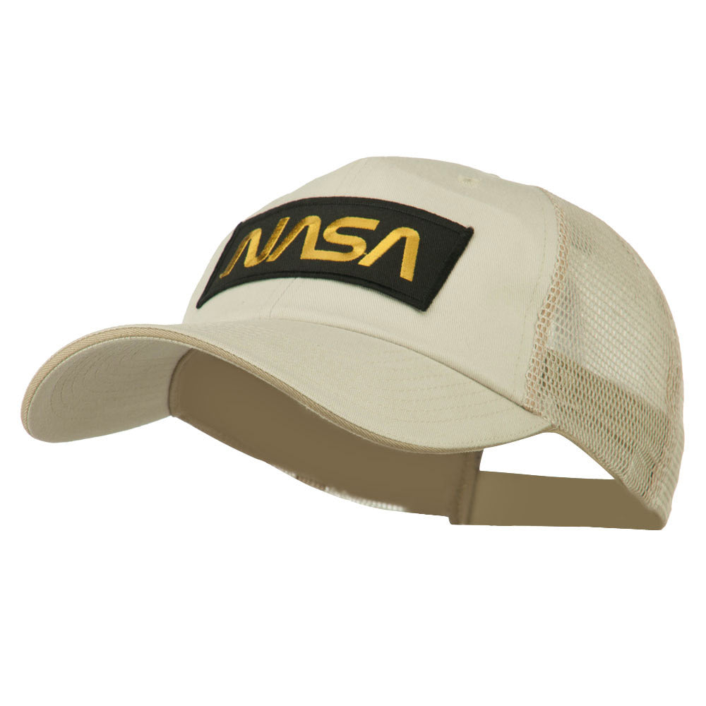 Black NASA Big Size Garment Washed Mesh Patched Cap