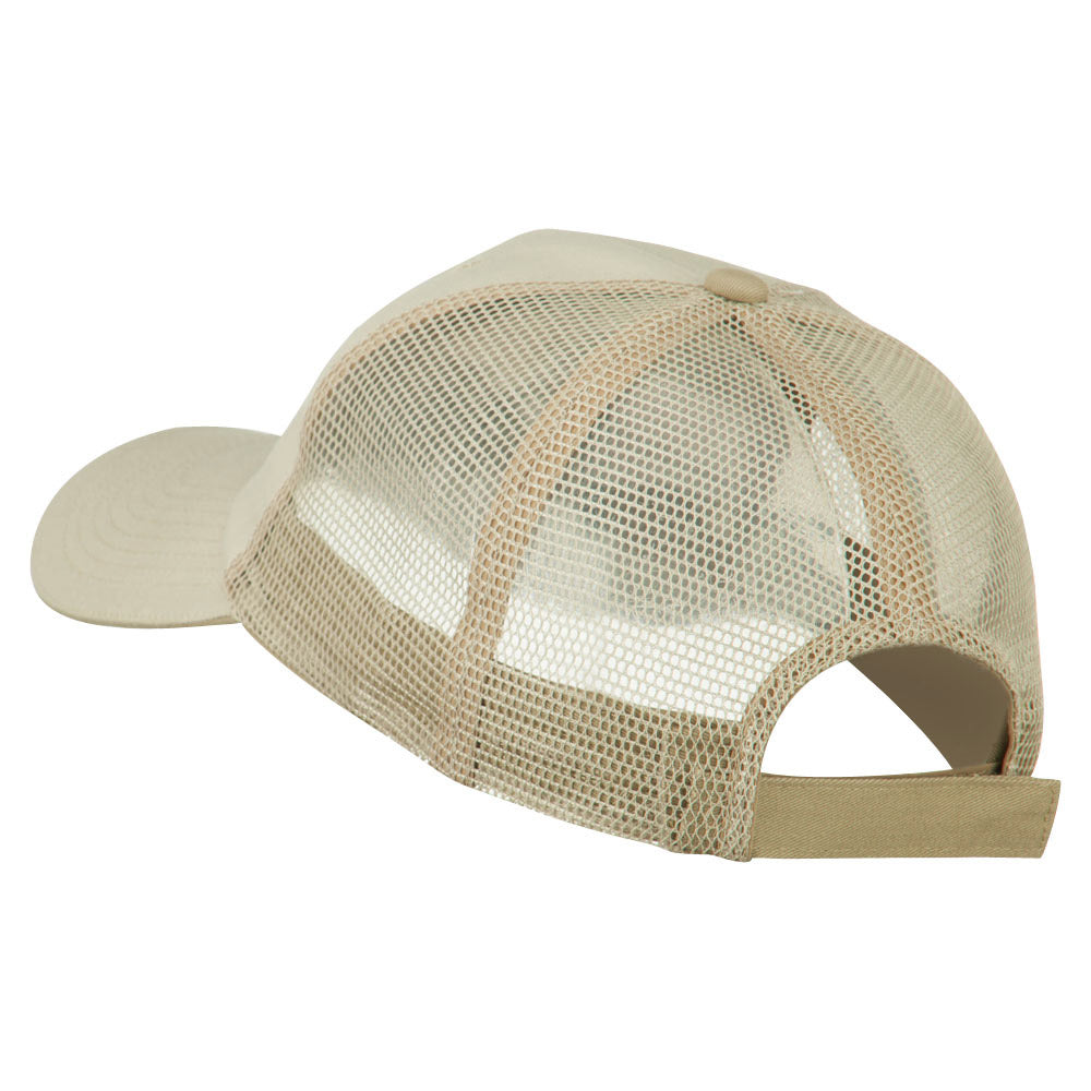 Black NASA Big Size Garment Washed Mesh Patched Cap