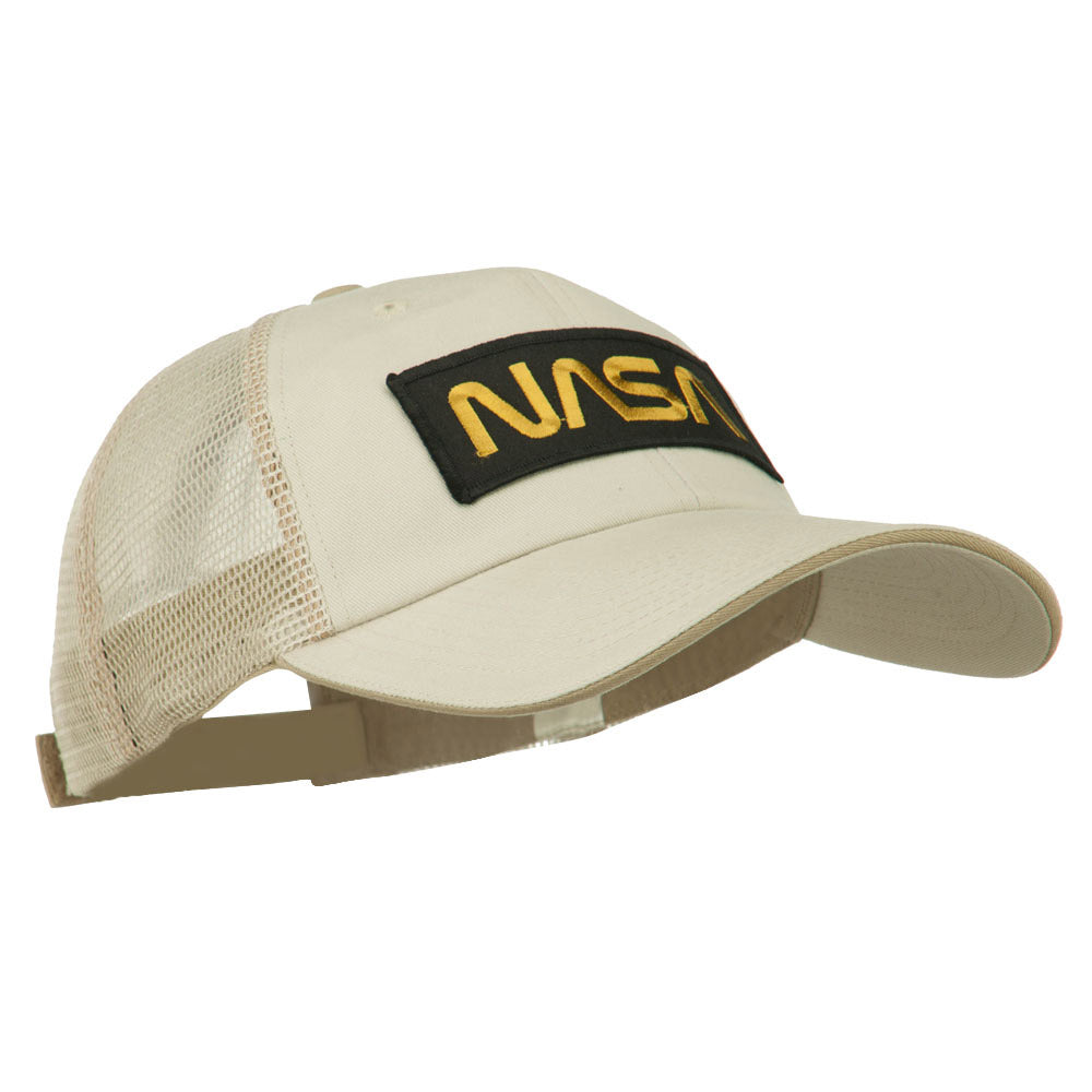 Black NASA Big Size Garment Washed Mesh Patched Cap