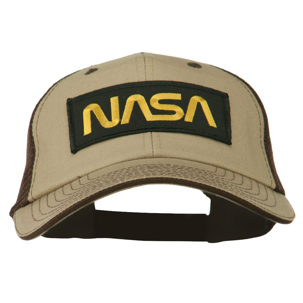 Black NASA Big Size Garment Washed Mesh Patched Cap