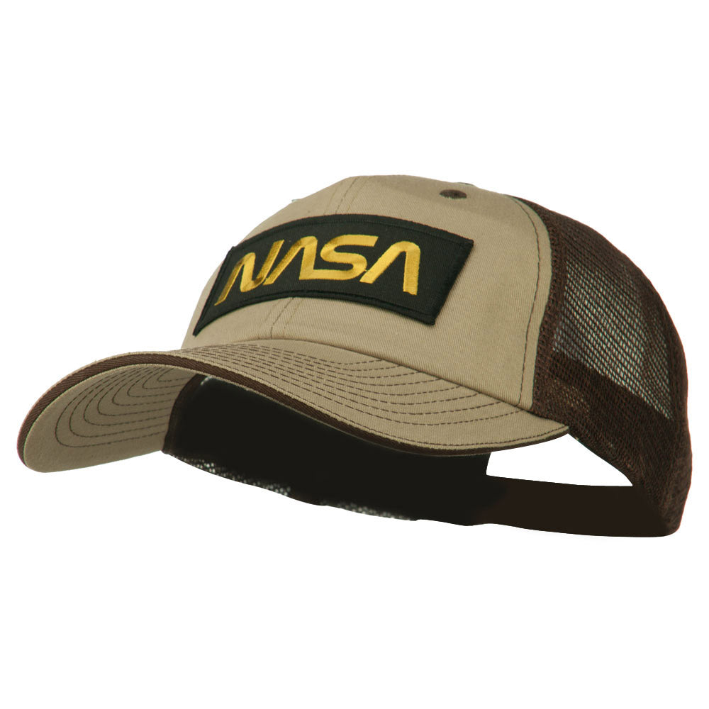 Black NASA Big Size Garment Washed Mesh Patched Cap