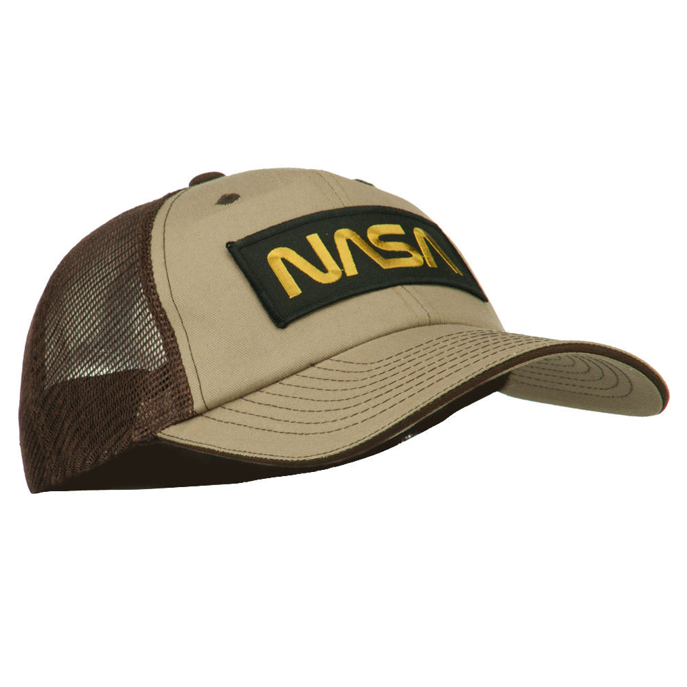 Black NASA Big Size Garment Washed Mesh Patched Cap