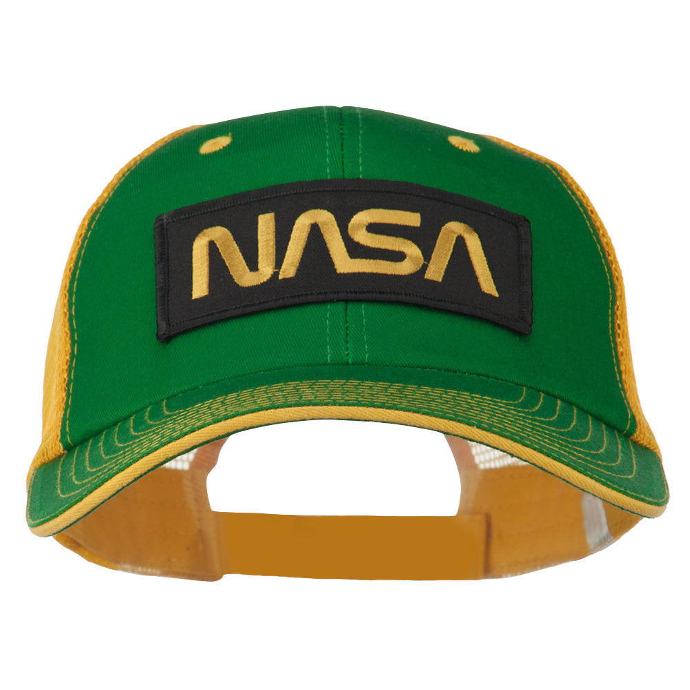 Black NASA Big Size Garment Washed Mesh Patched Cap