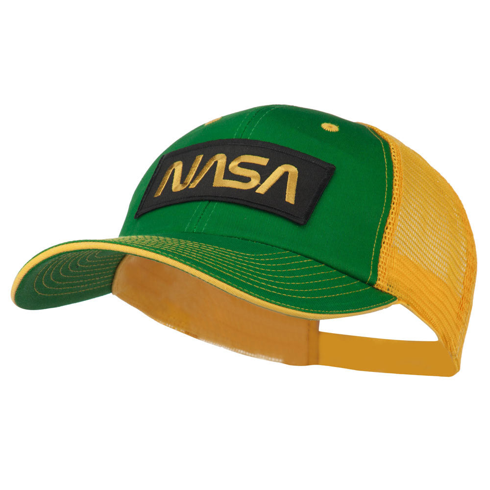Black NASA Big Size Garment Washed Mesh Patched Cap