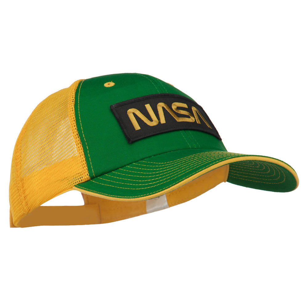 Black NASA Big Size Garment Washed Mesh Patched Cap
