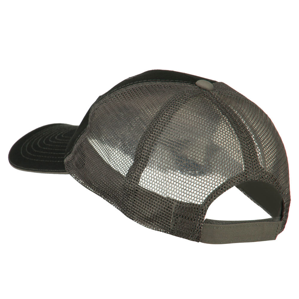 Black NASA Big Size Garment Washed Mesh Patched Cap