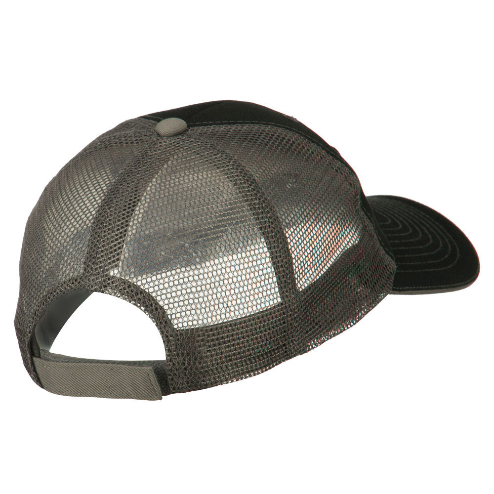 Black NASA Big Size Garment Washed Mesh Patched Cap