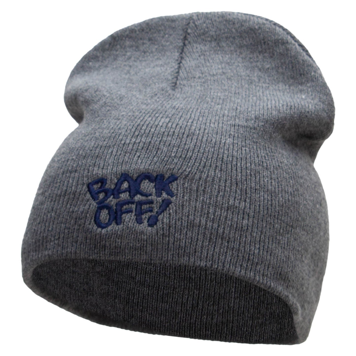 Back Off Saying Embroidered Short Beanie