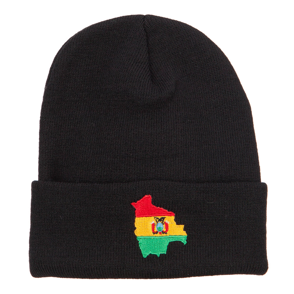 Bolivia Flag Map Embroidered Long Beanie