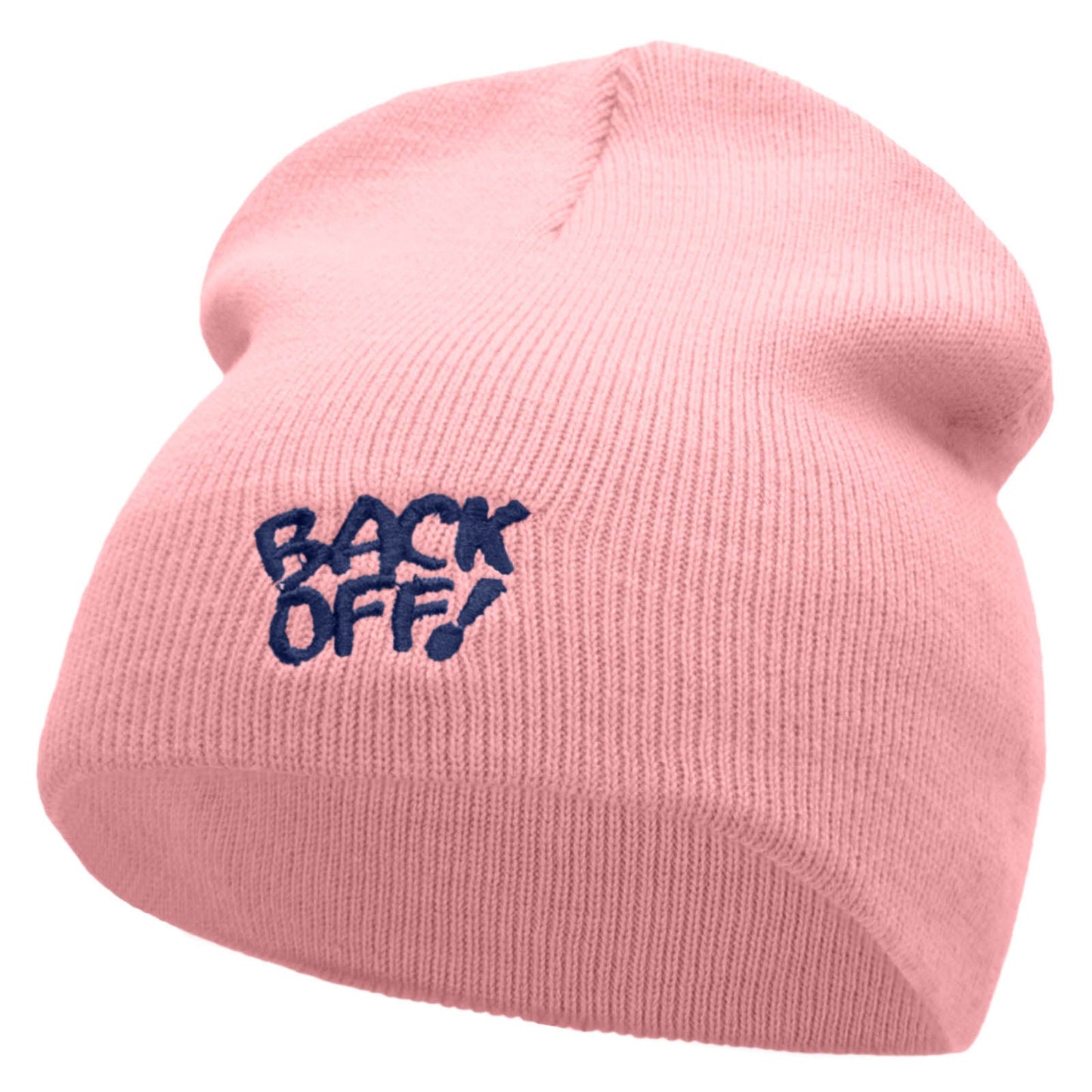 Back Off Saying Embroidered Short Beanie