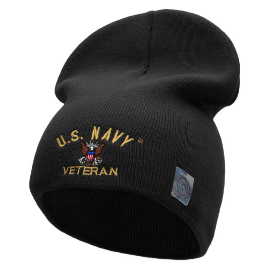 US Navy Veteran Military Embroidered Short Beanie Made in USA