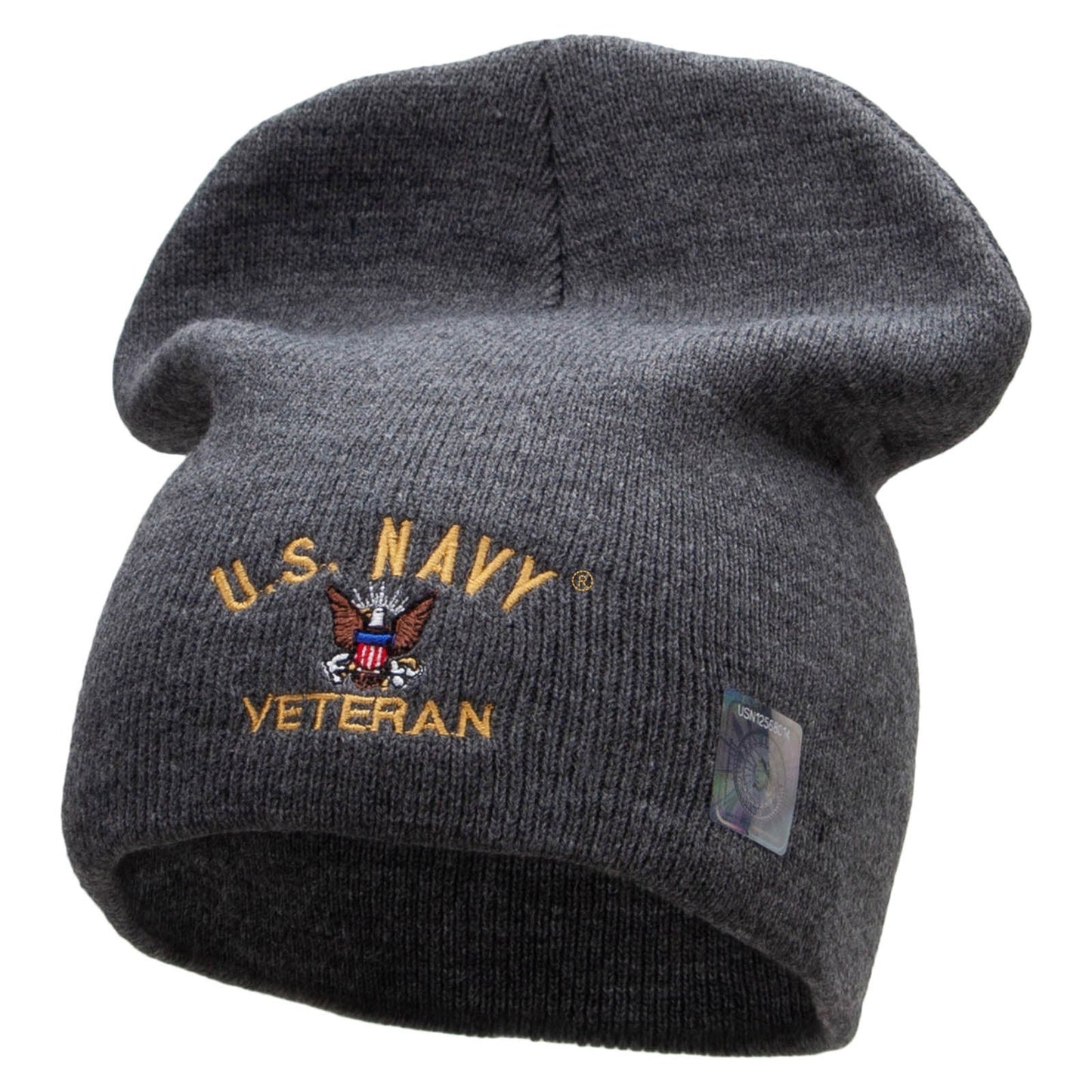 US Navy Veteran Military Embroidered Short Beanie Made in USA