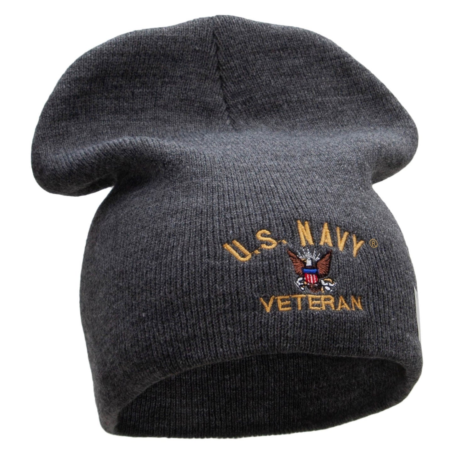 US Navy Veteran Military Embroidered Short Beanie Made in USA