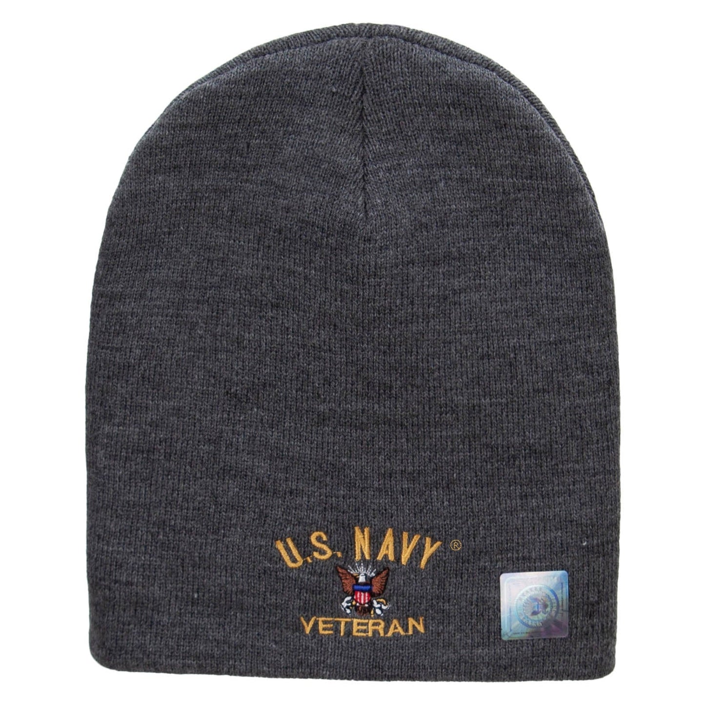 US Navy Veteran Military Embroidered Short Beanie Made in USA