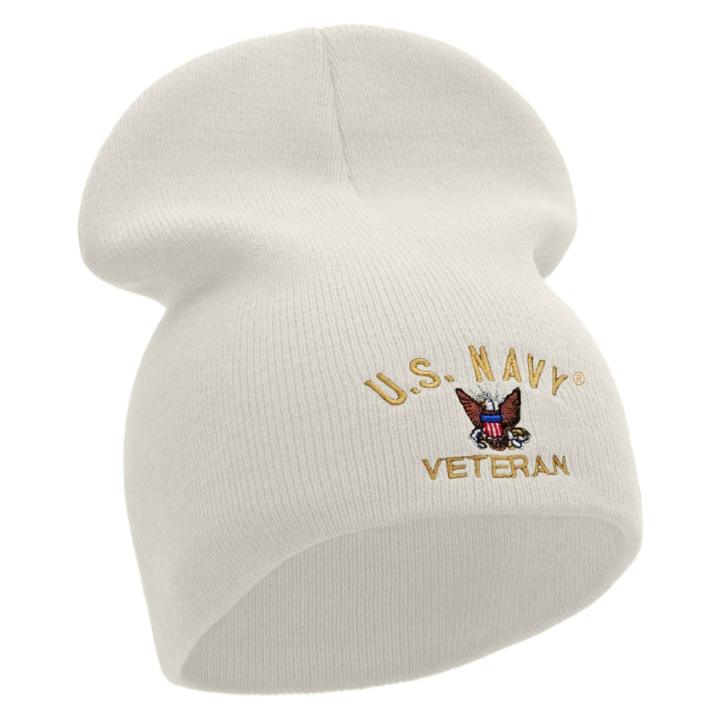 US Navy Veteran Military Embroidered Short Beanie Made in USA