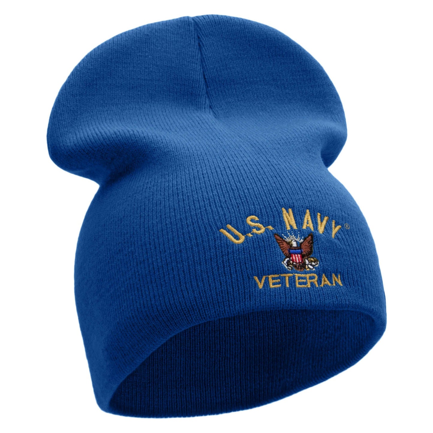 US Navy Veteran Military Embroidered Short Beanie Made in USA