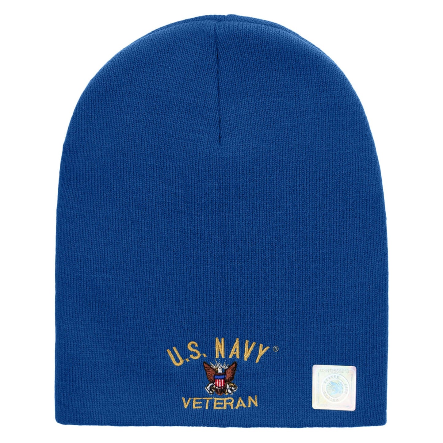 US Navy Veteran Military Embroidered Short Beanie Made in USA