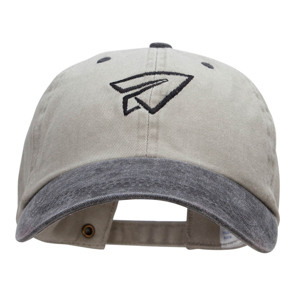 Paper Plane Outline Embroidered Cotton Wash Cap
