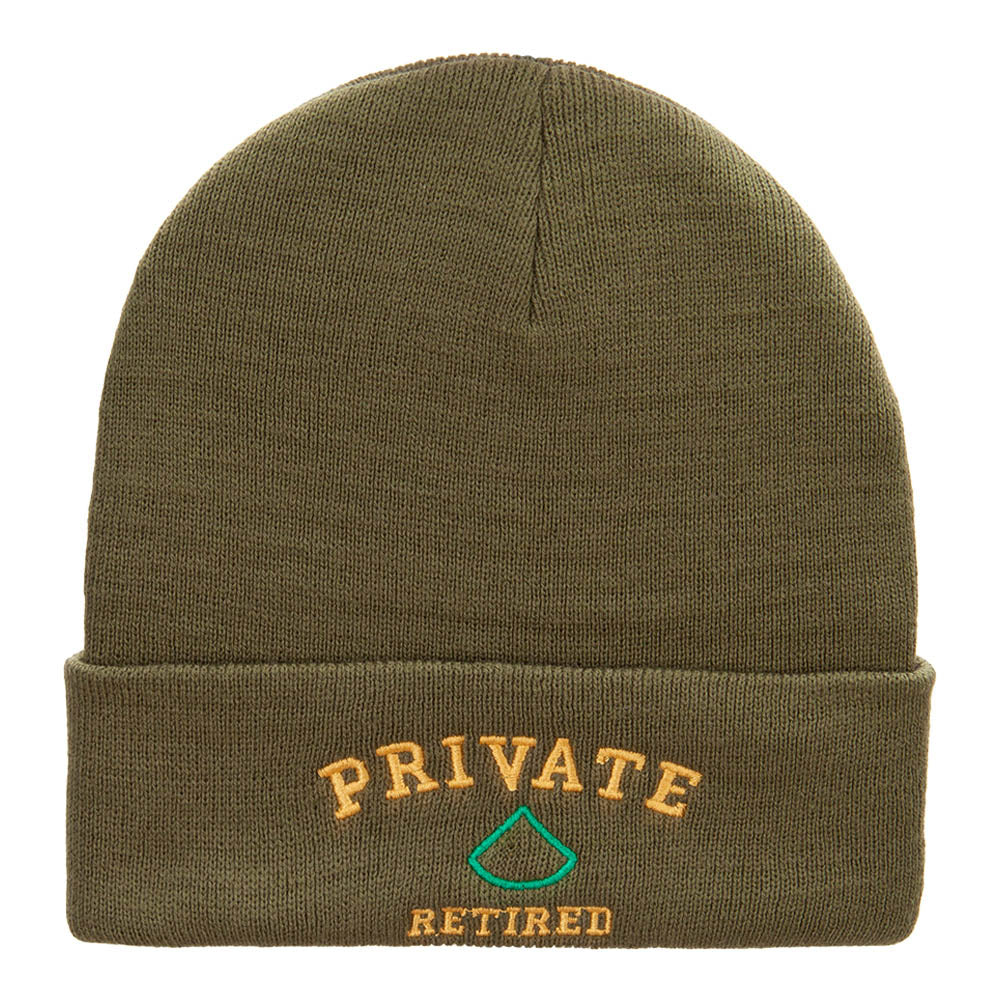 Private Retired Embroidered Long Knitted Beanie