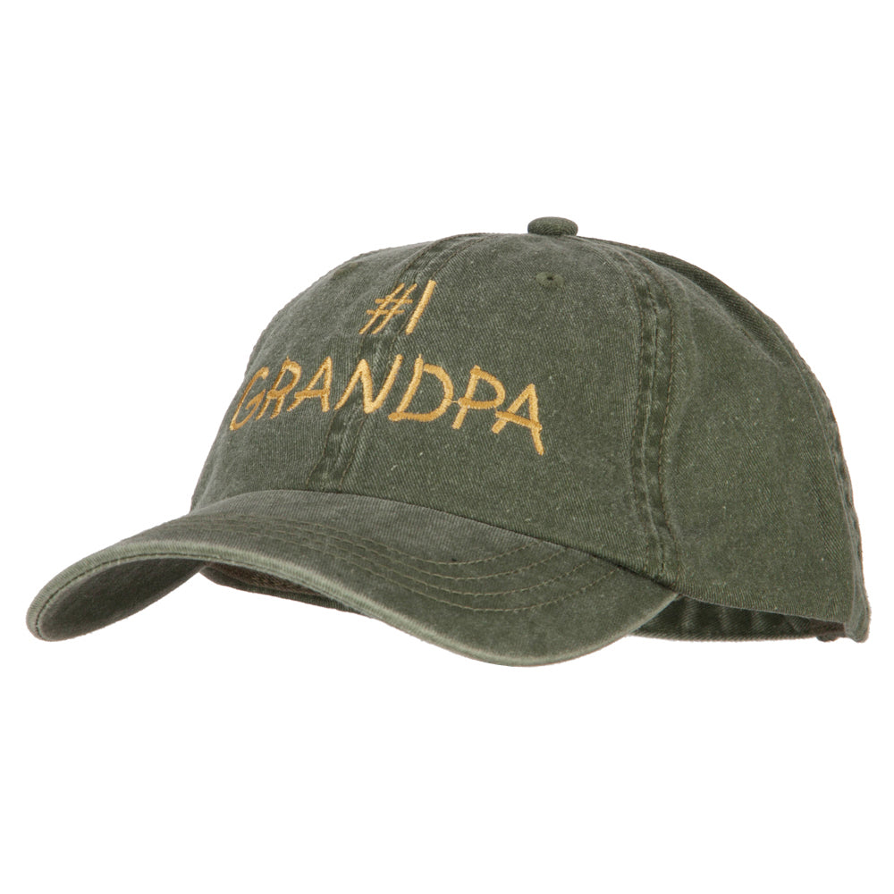Number 1 Grandpa Embroidered Big Size Washed Cap