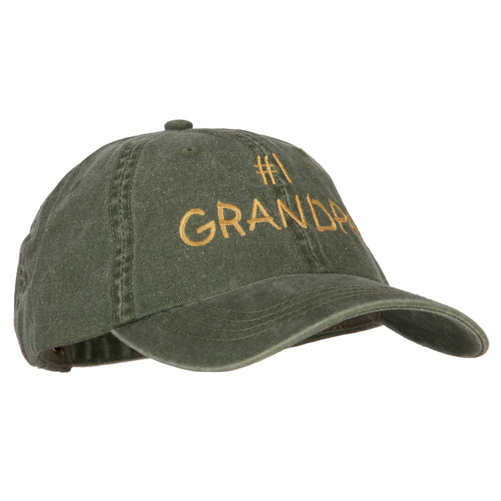 Number 1 Grandpa Embroidered Big Size Washed Cap