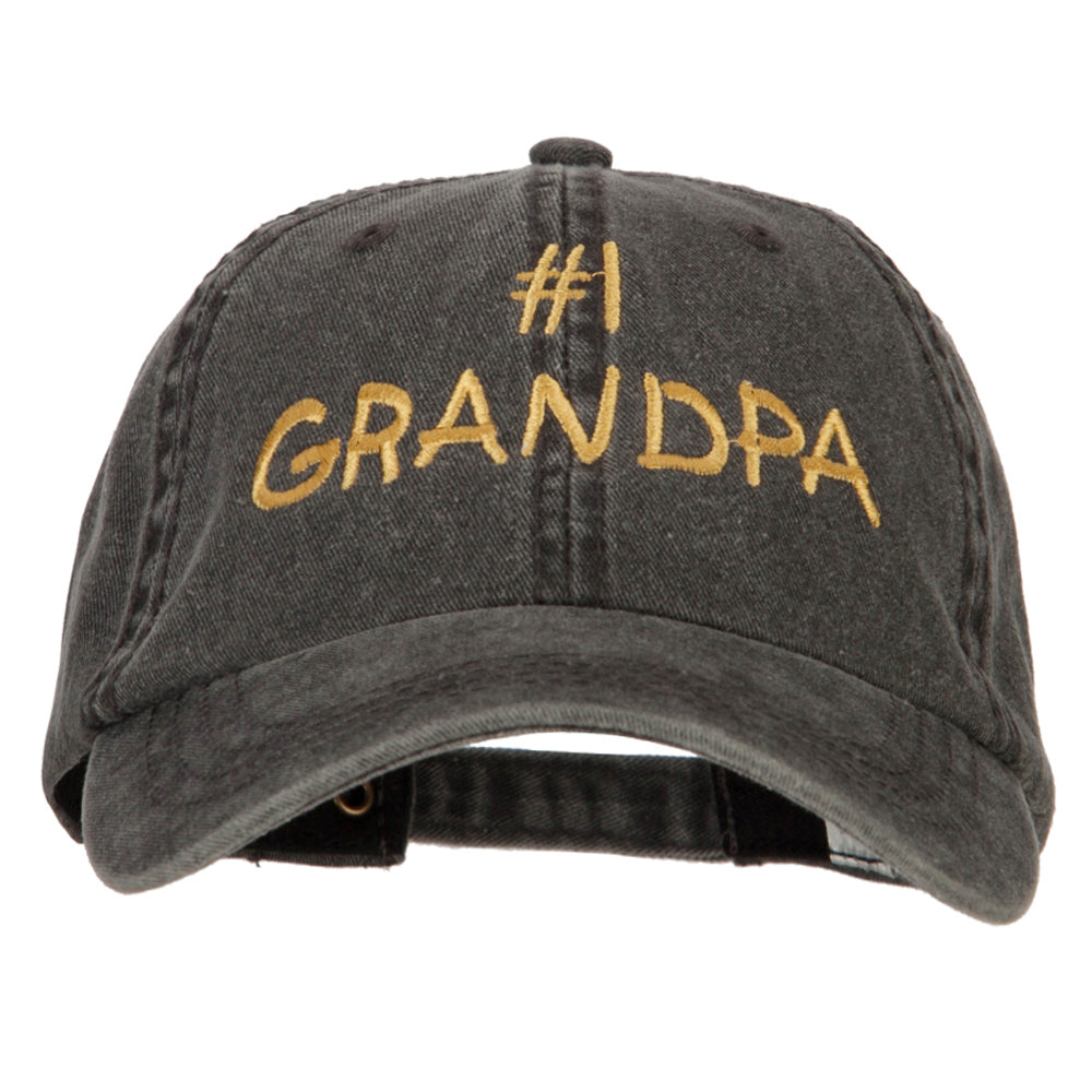 Number 1 Grandpa Embroidered Big Size Washed Cap