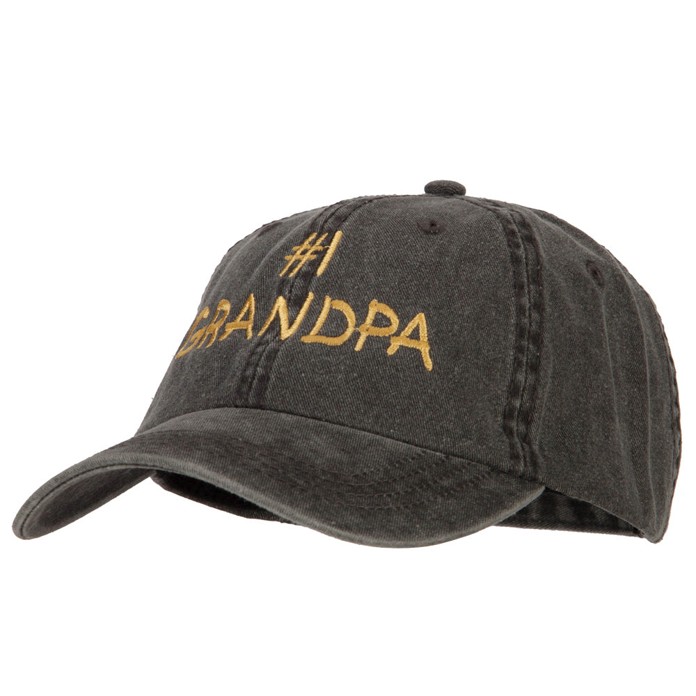 Number 1 Grandpa Embroidered Big Size Washed Cap