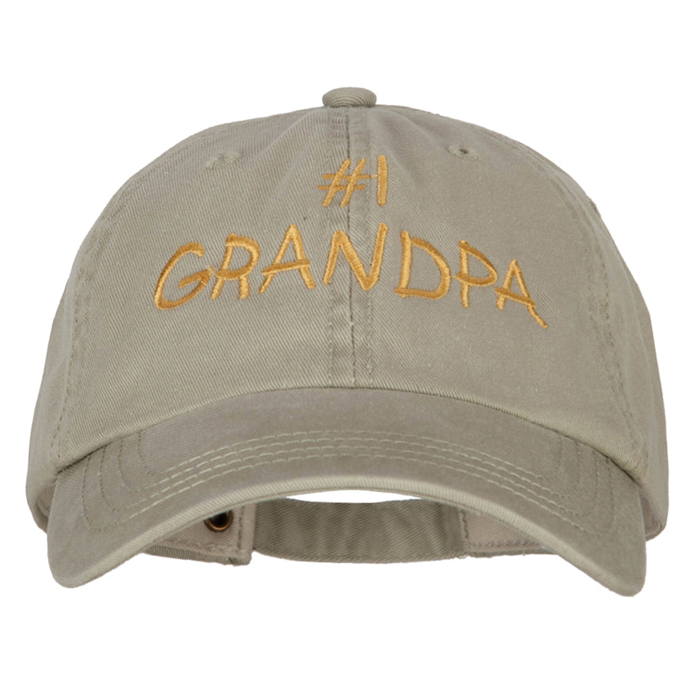 Number 1 Grandpa Embroidered Big Size Washed Cap