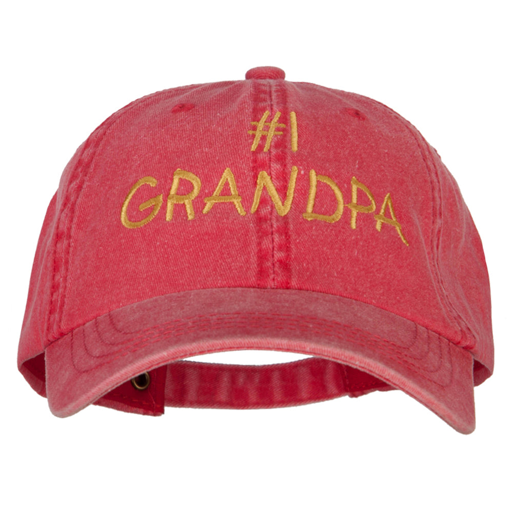 Number 1 Grandpa Embroidered Big Size Washed Cap
