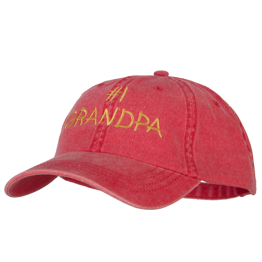 Number 1 Grandpa Embroidered Big Size Washed Cap