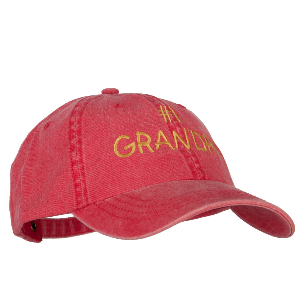 Number 1 Grandpa Embroidered Big Size Washed Cap